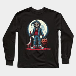 Skeleton Pixel Art Long Sleeve T-Shirt